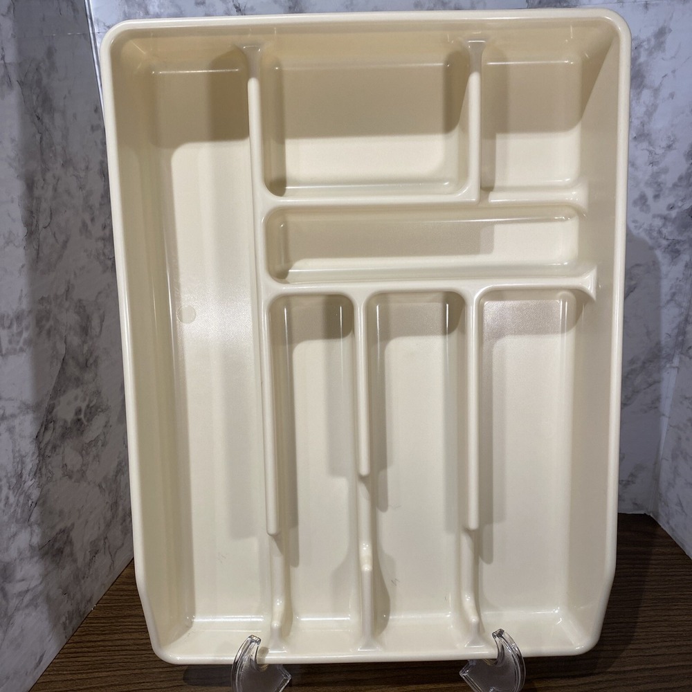 VTG Rubbermaid Drawer Organizers Utensil Silverware Tray Almond 0521 Cutlery